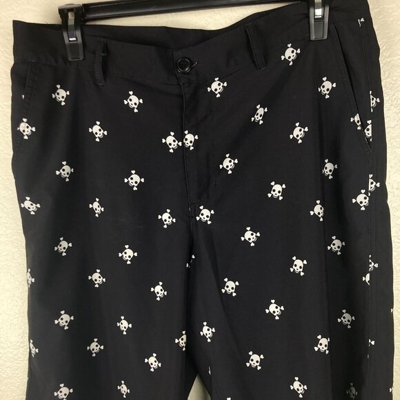 Men's Black & White Dress Shorts w/Skulls Day of Dead Sz L - Picture 1 of 10